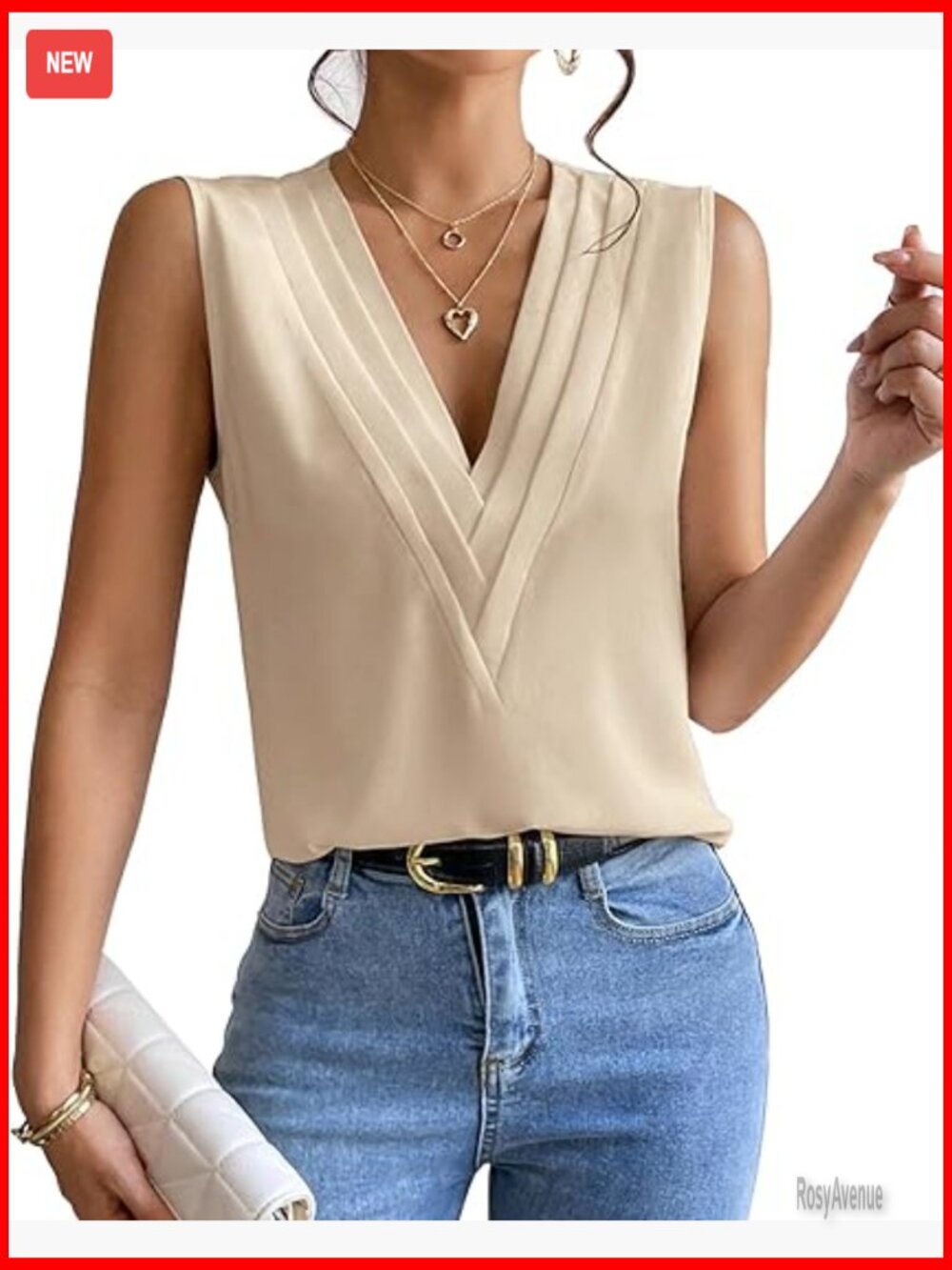 Sleeveless Chiffon V-Neck Tank Top - Office Dressy Blouse